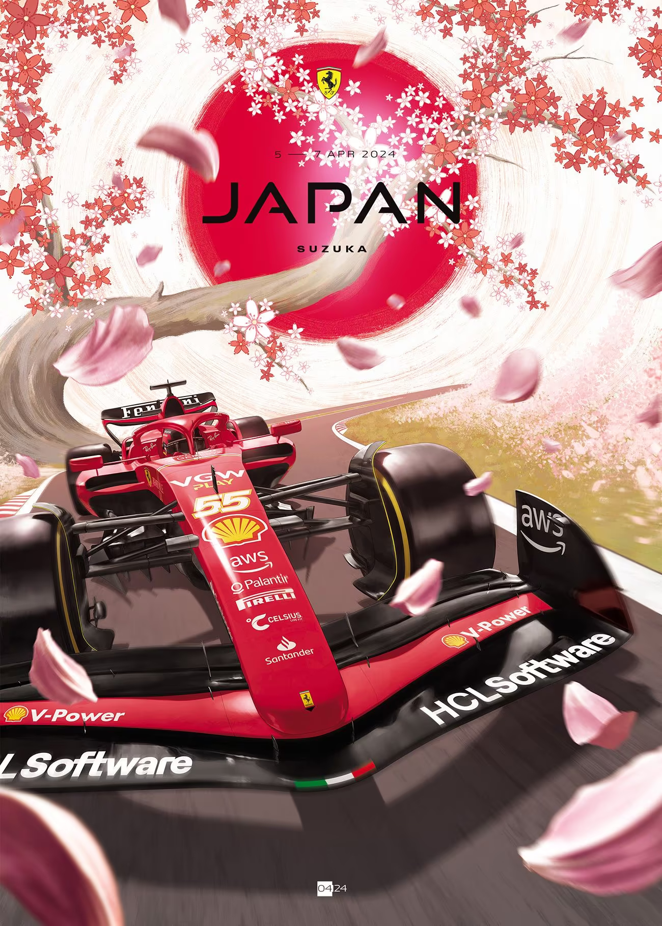 Ferrari 2024 Japanese Grand Prix cover art poster — part of full season set